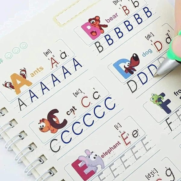 Sank Magic Practice Copybook, Number Tracing Book for Preschoolers with Pen, Magic Calligraphy Copybook Set Practical Reusable Writing Tool Simple Hand Lettering 5 SANK MAGIC BOOK