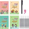 Sank Magic Practice Copybook, Number Tracing Book for Preschoolers with Pen, Magic Calligraphy Copybook Set Practical Reusable Writing Tool Simple Hand Lettering 15 SANK MAGIC BOOK